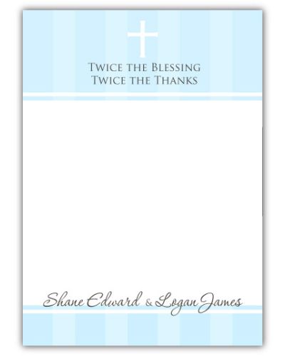 Pure Class Baptism Twin Boys Thank You Note Card