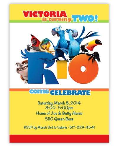 Rio Birthday Party Invitation