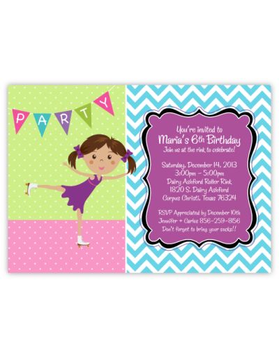 Roller Skating Birthday Party Invitation - MultiCultural, 16 count