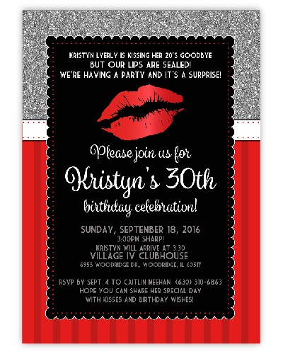 Smooch Red Lips Party Invitation
