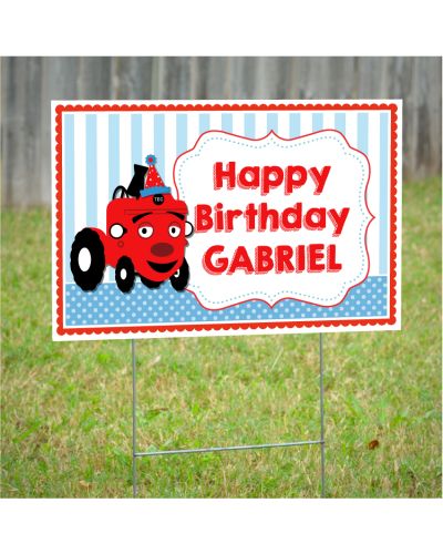 Tec the Tractor Personalized Party Yard Sign