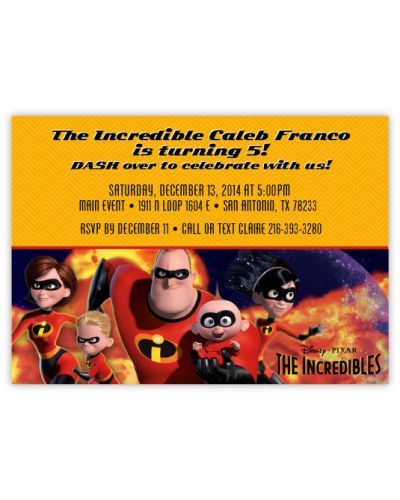 The Incredibles Party Photo Invitation, 16 count