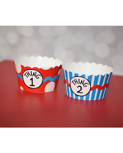 Thing 1 Thing 2 Cupcakes Birthday Party, Personalized Cupcake Wrap Covers