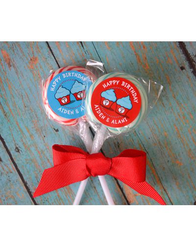 Thing 1 Thing 2 Cupcakes Birthday Party, Personalized Lollipop Favors
