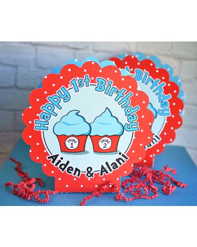 Thing 1 Thing 2 Cupcakes Personalized Table Centerpiece Decorations, Set of 2
