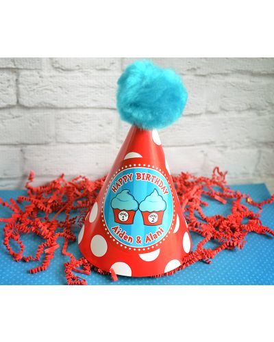 Thing 1 Thing 2 Cupcakes Birthday Party, Personalized Party Hats