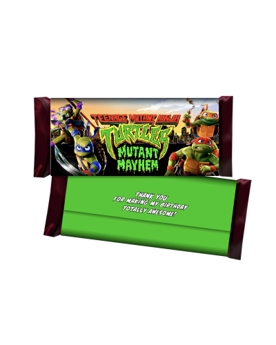 Teenage Mutant Ninja Turtles Mutant Mayhem Birthday Party Personalized Hershey's Chocolate Candy Bar Wrappers, 12 count