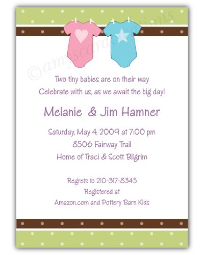 Twin Babies Onesies Baby Shower Invitation