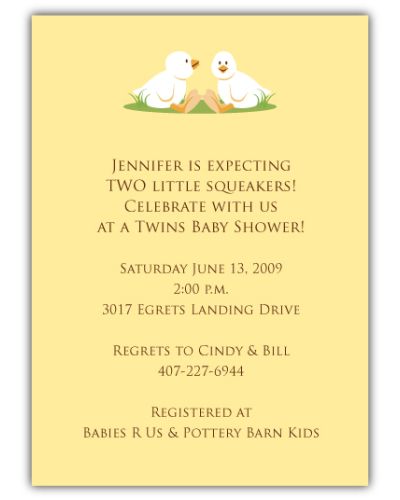 Twin Boy Ducklings Girl Boy or Gender Neutral Baby Shower Invitation
