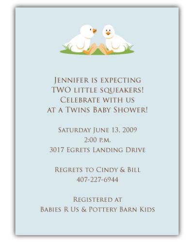 Twin Boy Ducklings Baby Shower Invitation