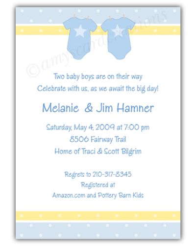 Twin Boys Onesies Baby Shower Invitation
