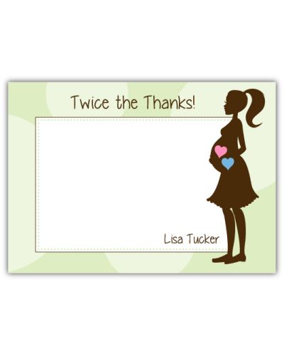 Twins Mod Momma Baby Shower Thank You Note Card