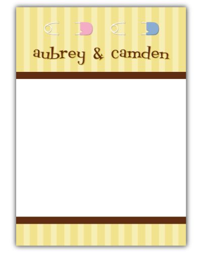 Twins Pins Boy-Girl Baby Shower Thank You Note Card