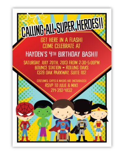 Wheelchair Superhero Birthday Invitation