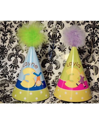 Jumping Gymnastics Personalized Party Hats for Twins