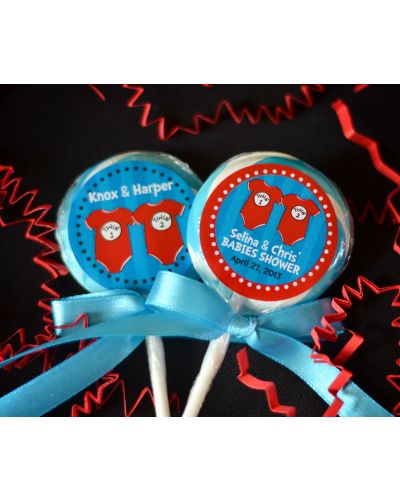 Dr Seuss Thing 1 Thing 2 Onesies Personalized Twins Baby Shower Lollipop Favors