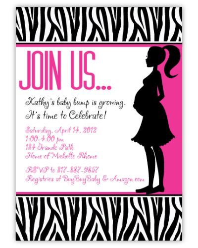 Zebra Animal Print Mod Momma Pink Baby Shower Invitation