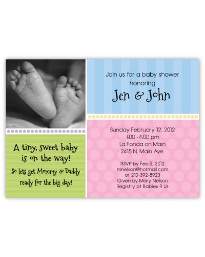Sweet Feet Photo Gender Neutral Baby Shower Invitation