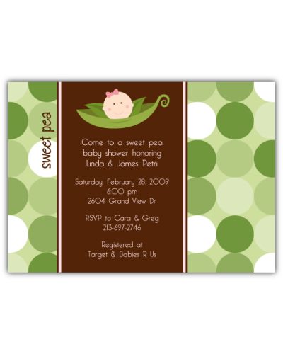 Sweet Pea in a Pod Girl Baby Shower Invitation