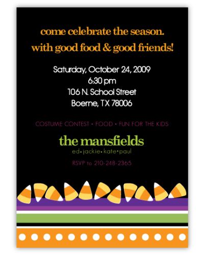 Candy Stripe Halloween Party Invitation