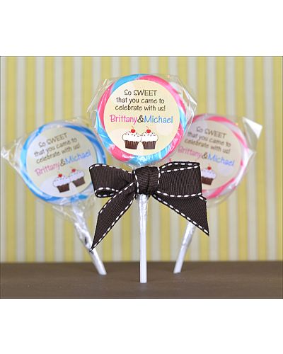Personalized Lollipop Favors, First Birthday Dots Girl Boy Twins