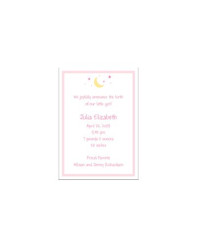 Moon and Stars Girl Birth Announcement