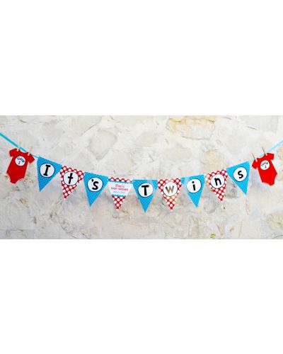 Thing 1 & Thing 2 Twins Baby Shower Pennant Banner