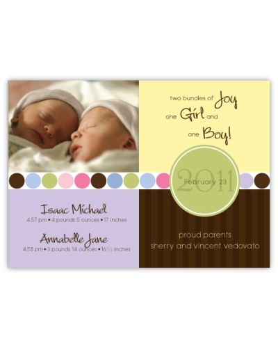 Darling Divide Girl-Boy Twins Photo Birth Announcement