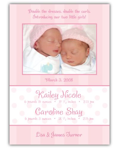 Serenity Twin Girls Photo Birth Announcement