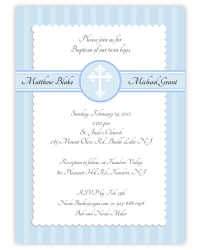 Simply Splendid Twins Baptism Invitation Blue