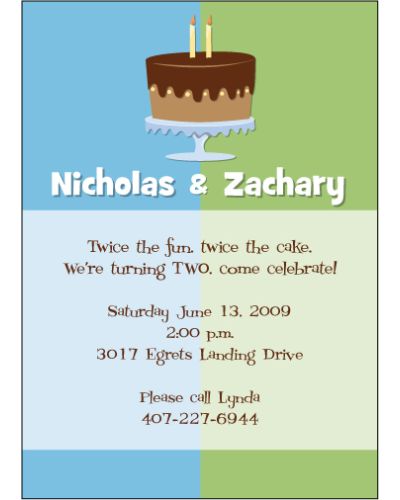Color Block Boy Twins Birthday Invitation