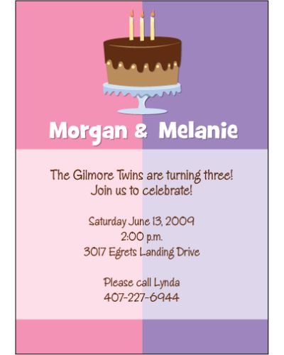 Color Block Girl Twins Birthday Invitation
