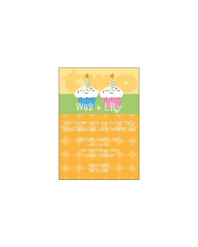 Cupcakes Girl-Boy Twins Birthday Invitation