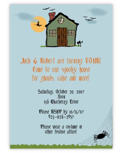 Haunted House Twins Halloween Party Invitation