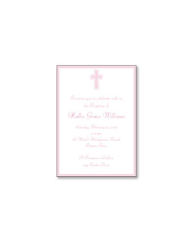 Cross with Border Girl Baptism Invitation, 16 count