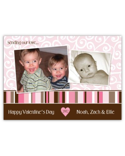 Swirls 'n Stripes Valentine's Day Multi Photo Card