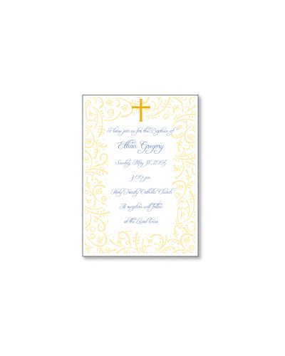 Cross and Vines Boy Baptism Invitation, 16 count