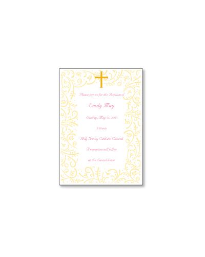 Cross and Vines Girl Baptism Invitation, 16 count