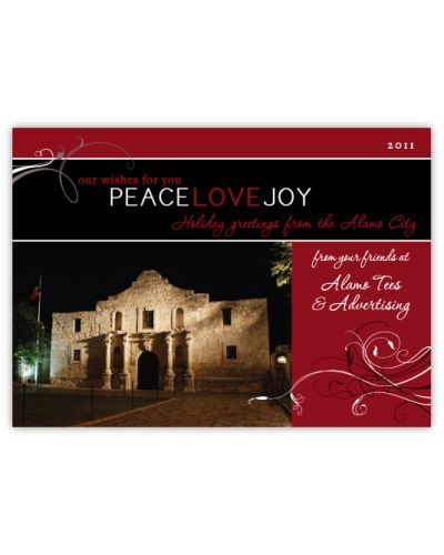 Peace Love Joy Alamo Corporate Holiday Photo Card