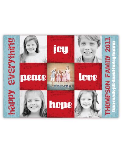Distressed Squares Multi Photo Holiday Card