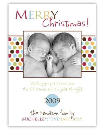 Metro Dots White Photo Christmas Card