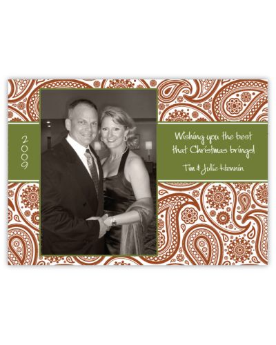 Passion Paisley Rust Red Photo Christmas Card