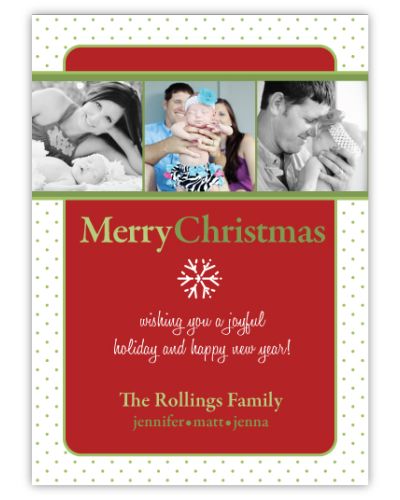 Polka Dot Edges Multi Photo Christmas Card