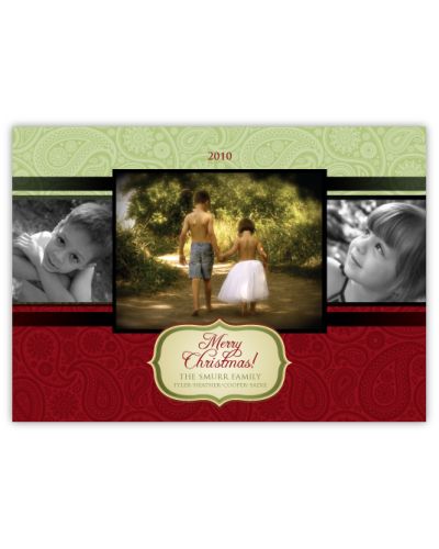 Triple Elegance with Plaque Photo Christmas Card