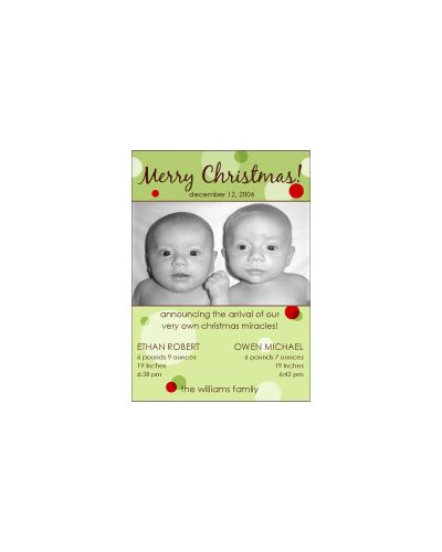 Delicious Dots Twins Holiday Birth Announcement