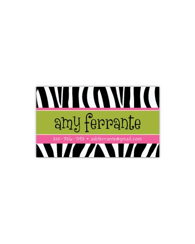 Zebra Print with Pink Calling Card