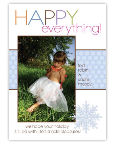 Metro Dots Blue on White Photo Holiday Card