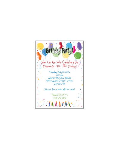Balloons & Candles Invitation, 16 count