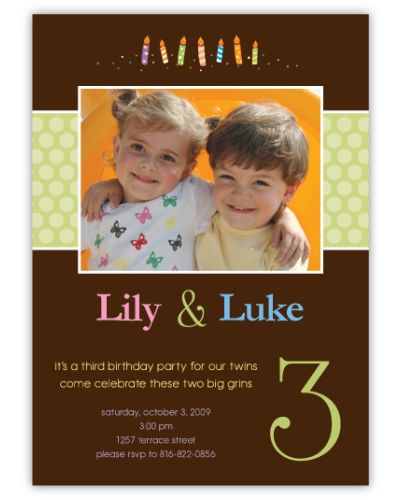 Chocolate Candles Photo Birthday Invitation Green, 16 count