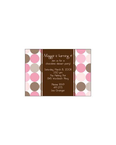 Disco Dots Pink & Brown Party Invitation, 16 count